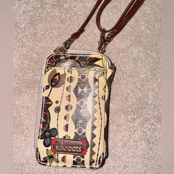 SAKROOTS ZIP AROUND WALLET CELL PHINE HOLDER WITH WRIST/ CROSSBODY STRAP OWL - Picture 5 of 7
